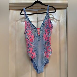 Lilly Pulitzer Jaspen One Piece in Blue Peri Shrimply The Best size 16